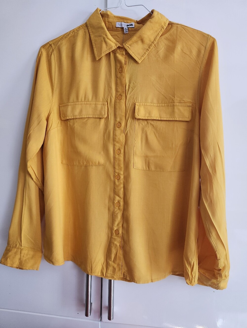 Fashion Nova Mustard Yellow Button-Down Shirt